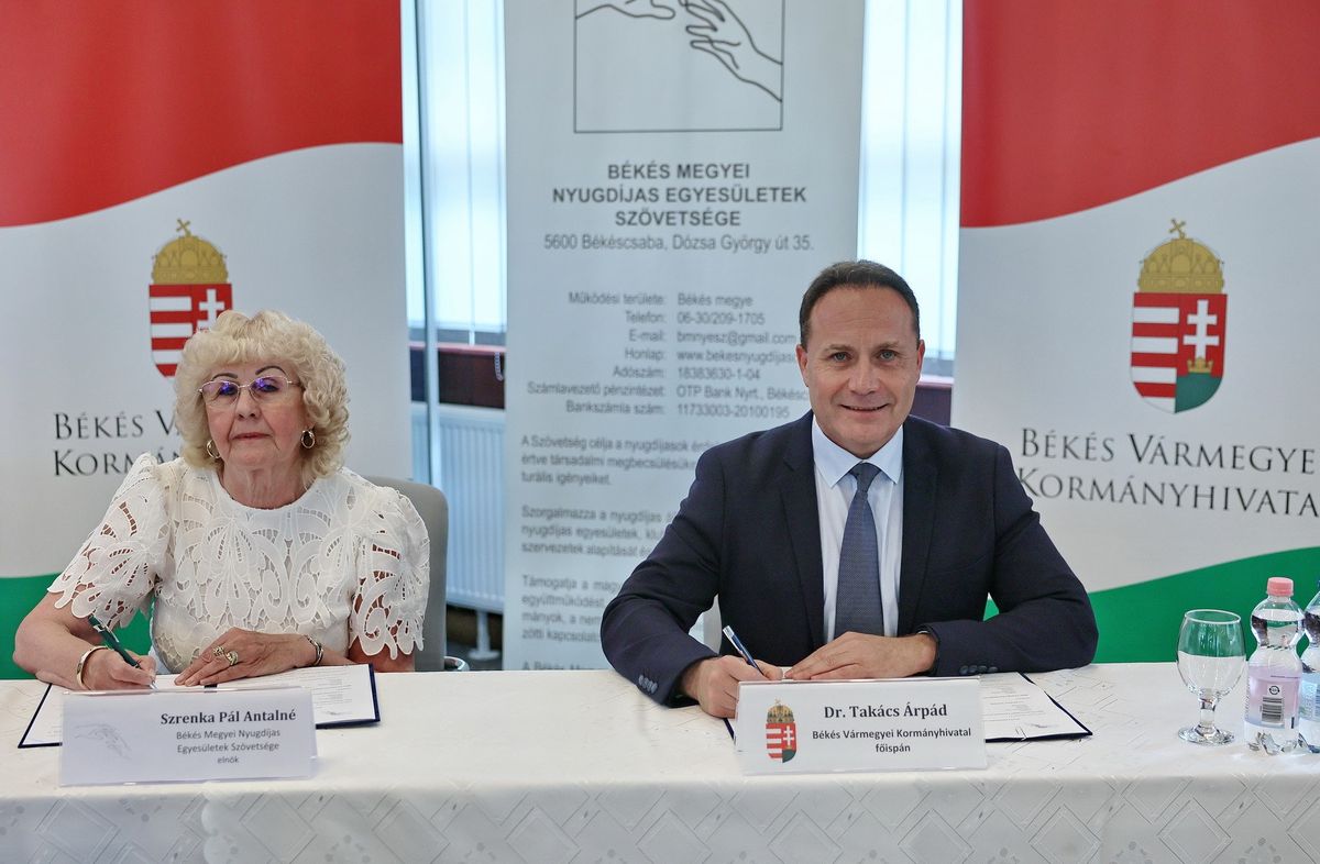 Együttműködési megállapodást kötött a Békés Vármegyei Kormányhivatal és a Békés Megyei Nyugdíjas Egyesületek Szövetsége